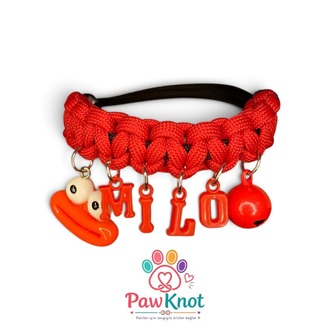 PawKnot Red Charms – İsimli & Figürlü Paracord Tasma