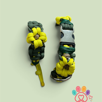 AYÇİÇEK MOTİFLİ PARACORD TASMA & SAHİP BİLEKLİĞİ KOMBİN SETİ