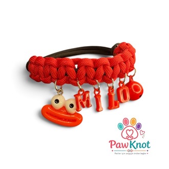 PawKnot Red Charms – İsimli & Figürlü Paracord Tasma