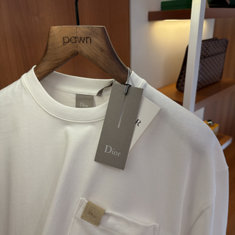 Dior Beyaz Cep Logo Detaylı T-shirt