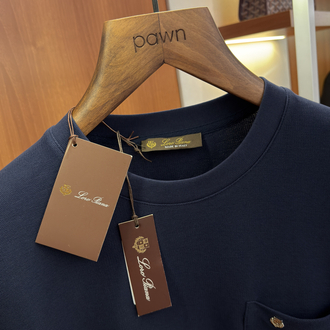 Loro Piana Koyu Lacivert Logo İşlemeli T-shirt