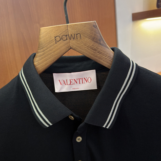 Valentino Siyah Logo İşlemeli Polo Yaka T-shirt