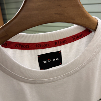 Kiton Merserize Kumaş Logo İşlemeli Beyaz T-shirt
