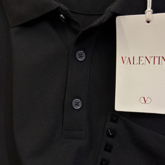 Valentino Taş İşlemeli Siyah Polo Yaka T-shirt
