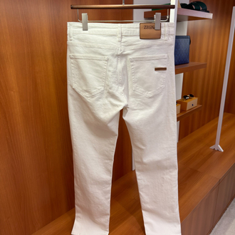 Zegna Beyaz Regular Fit Kot Pantolon