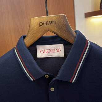 Valentino Lacivert Logo İşlemeli Polo Yaka T-shirt