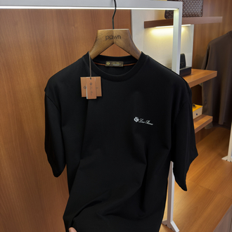 Loro Piana Merserize Kumaş Siyah T-shirt