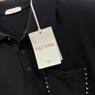 Valentino Taş İşlemeli Siyah Polo Yaka T-shirt