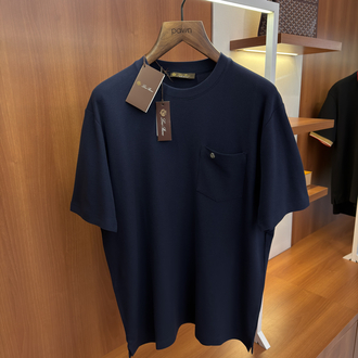Loro Piana Koyu Lacivert Logo İşlemeli T-shirt