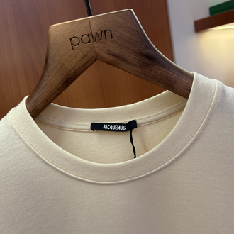 Jacquemus Krem Klasik Logo İşlemeli T-shirt