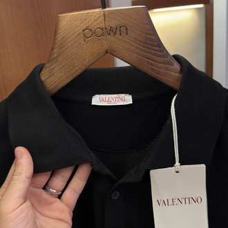 Valentino Taş İşlemeli Siyah Polo Yaka T-shirt