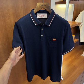 Valentino Lacivert Logo İşlemeli Polo Yaka T-shirt