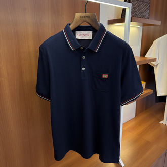 Valentino Lacivert Logo İşlemeli Polo Yaka T-shirt