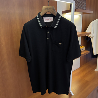 Valentino Siyah Logo İşlemeli Polo Yaka T-shirt