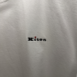Kiton Merserize Kumaş Logo İşlemeli Beyaz T-shirt