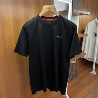 Kiton Merserize Kumaş Logo İşlemeli Siyah T-shirt