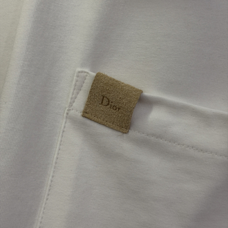 Dior Beyaz Cep Logo Detaylı T-shirt