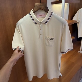 Valentino Krem Logo İşlemeli Polo Yaka T-shirt