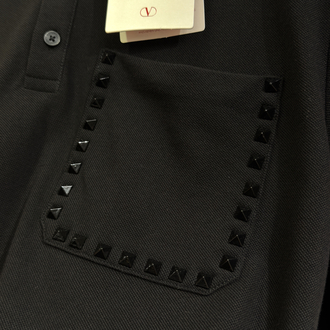 Valentino Taş İşlemeli Siyah Polo Yaka T-shirt