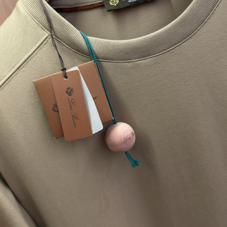 Loro Piana Merserize Kumaş Süt Kahverengi Logo Nakışlı T-shirt