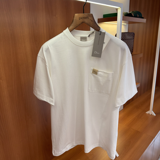 Dior Beyaz Cep Logo Detaylı T-shirt