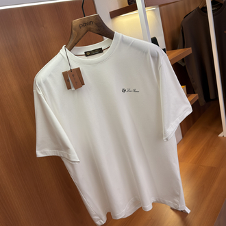 Loro Piana Merserize Kumaş Beyaz T-shirt
