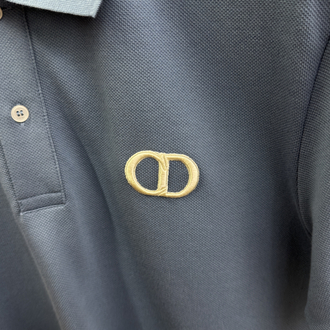 Dior Füme CD Logo İşlemeli Polo Yaka T-shirt