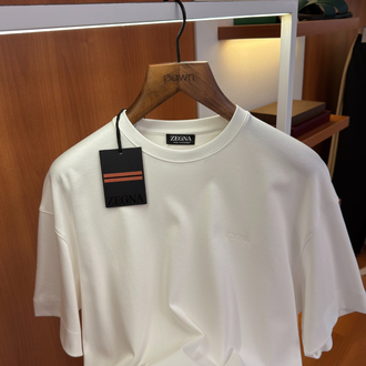 Zegna Beyaz Logo İşlemeli T-shirt