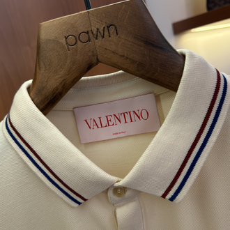 Valentino Krem Logo İşlemeli Polo Yaka T-shirt