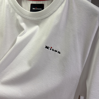 Kiton Merserize Kumaş Logo İşlemeli Beyaz T-shirt
