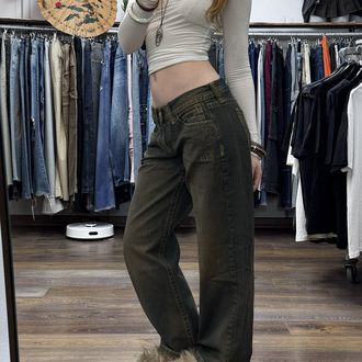 ESKİTİLMİŞ TAŞLAMALI DÜŞÜK BEL KAYLA JEAN
