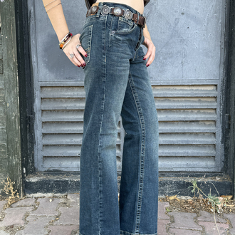 KİRLİ YEŞİL NAKIŞLI BOOTCUT JEAN