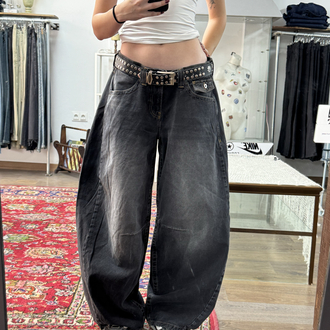 DÜŞÜK BEL ANSTRASİT COCOON BAGGY JEAN