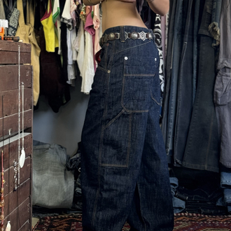 KABARTMA LOGOLU İNDİGO SKATE JEAN