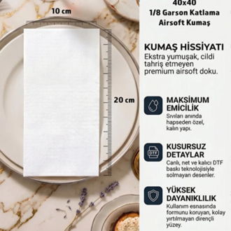 Premium Airsoft Dama Baskılı Peçete 15'li - 40x40 Kumaş Hissiyatlı Lüks Peçete