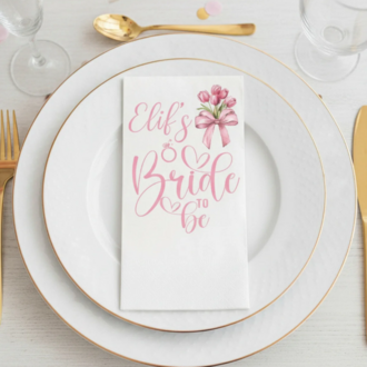 İsme Özel Bride To Be Kutlama Peçetesi Baskılı 15'li 33x33
