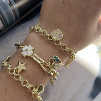 Kuyumcu Model 14k Kalp Yıldız Charm Bileklik 