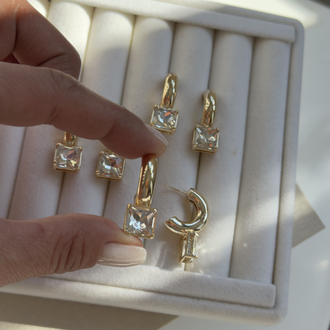Özel Seri 14k Baget Taşlı Halka küpe