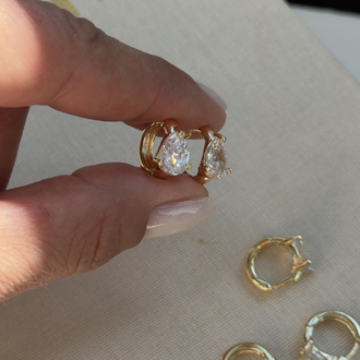 Kuyum model 14k Damla Taş küpe 