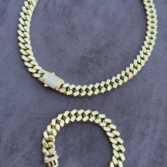 Özel Seri Köşeli Taşlı Kilit Gurmet Kolye & Bileklik Set 