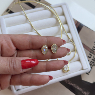 Golden Oval Drop Küpe 