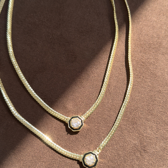 Özel seri 14k siyah mineli Opal Kolye