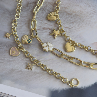 Kuyumcu Model 14k Kalp Yıldız Charm Bileklik 