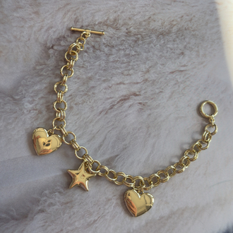 Kuyumcu Model 14k Kalp Yıldız Charm Bileklik 