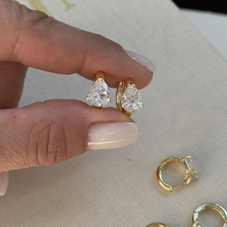 Kuyum model 14k Damla Taş küpe 