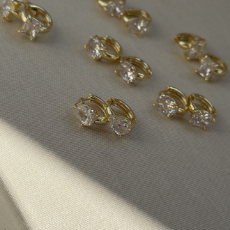 Kuyum model 14k Oval Taş küpe