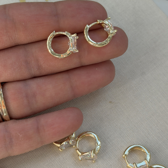 Kuyum model 14k Oval Taş küpe