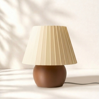 Pileli Masa Lambası - Kahverengi & Bej (25cm)
