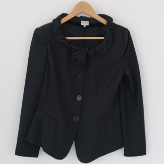 Armani Collezioni Siyah Blazer Ceket – İtalyan Tasarım – Çiçek Yaka Detaylı – 10 Beden