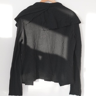Vintage %100 Yün Asimetrik Yaka Siyah Ceket  – Boho & Avant-Garde Stil